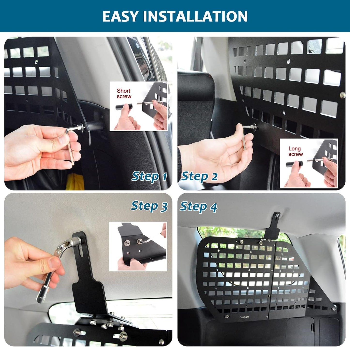 Modular Storage Panel System Rear Window Molle Panel with 10 Fastening Tape for Toyota 4Runner 2010-2023
