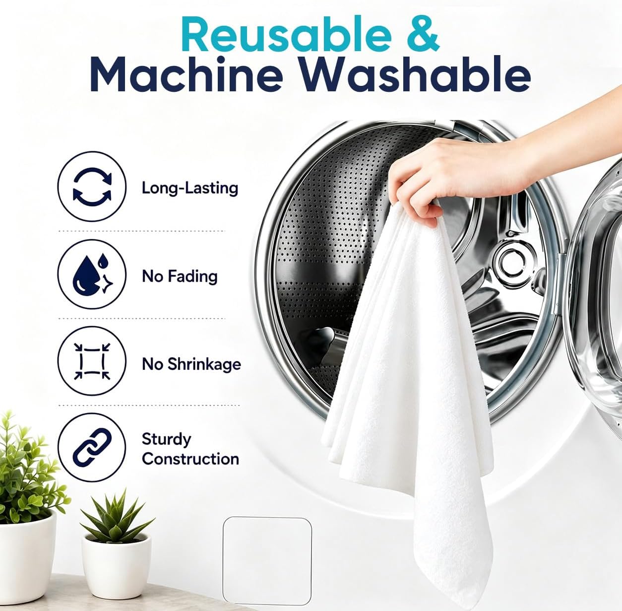 Microfiber Cleaning Cloth 100 Pack White, 11.5"x11.5" | Ultra-Soft Lint-Free Safe for Cars Glass & Screens Absorbent Reusable Washable Ideal for Detailing Shop Home & Garage