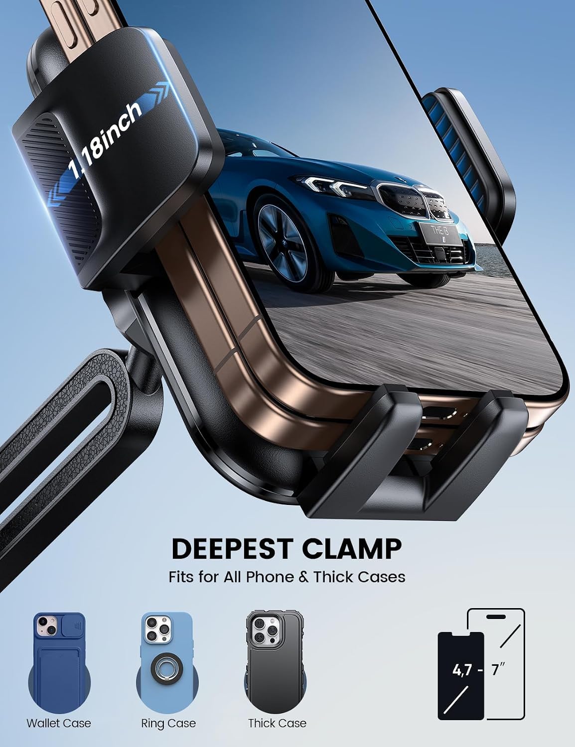 Cup Holder Phone Holder, [Easy Install] Adjustable Long Neck Cup Phone Holder for Car, [Sturdy & Durable] Universal Car Phone Holder for iPhone, Samsung, Google and All 4"-7" Smartphones