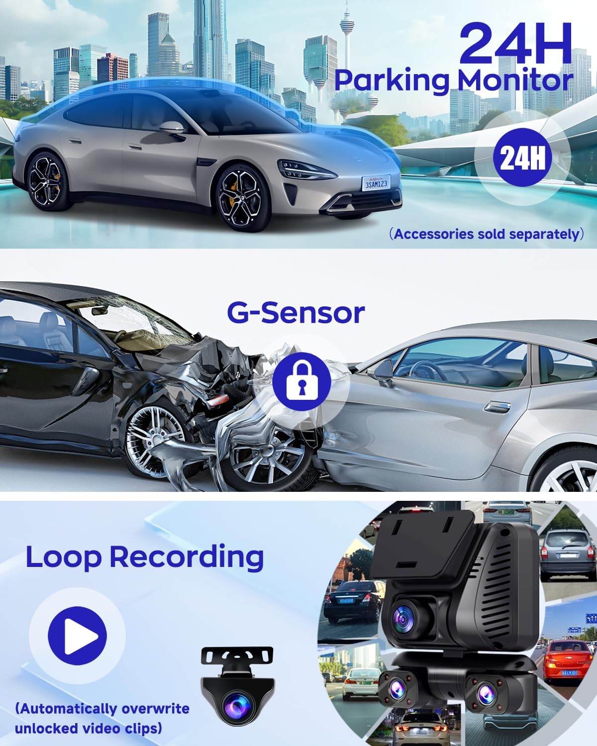 4K Dash Cam 360° View,4 Channel Front and Rear Dash Camera for Cars,Built-in 5GHz Wi-Fi GPS, Voice Control, Free 128G Card,Night Vision,24H Parking Mode,G-Sensor