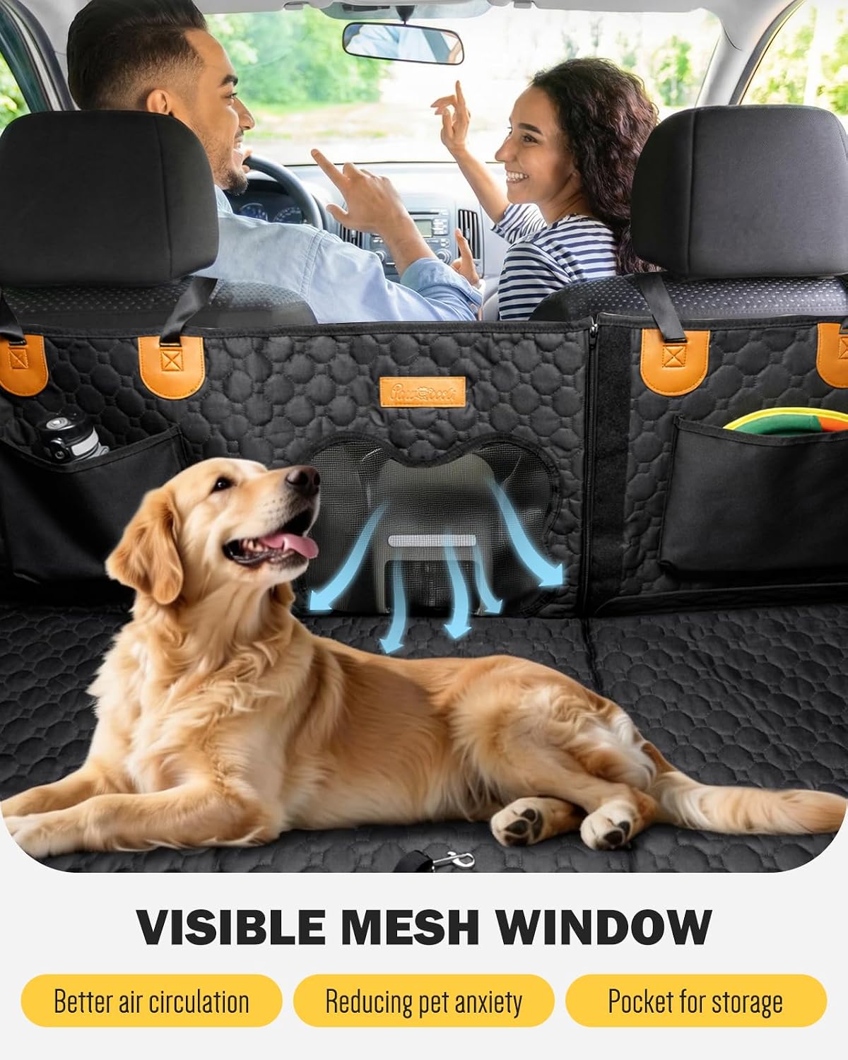 Back Seat Extender for Dogs, Waterproof Dog Car Seat Cover for Back Seat with Hard Bottom, Upgraded Material, Anti Scratch, Easy to Use and Clean, Holds 420lbs