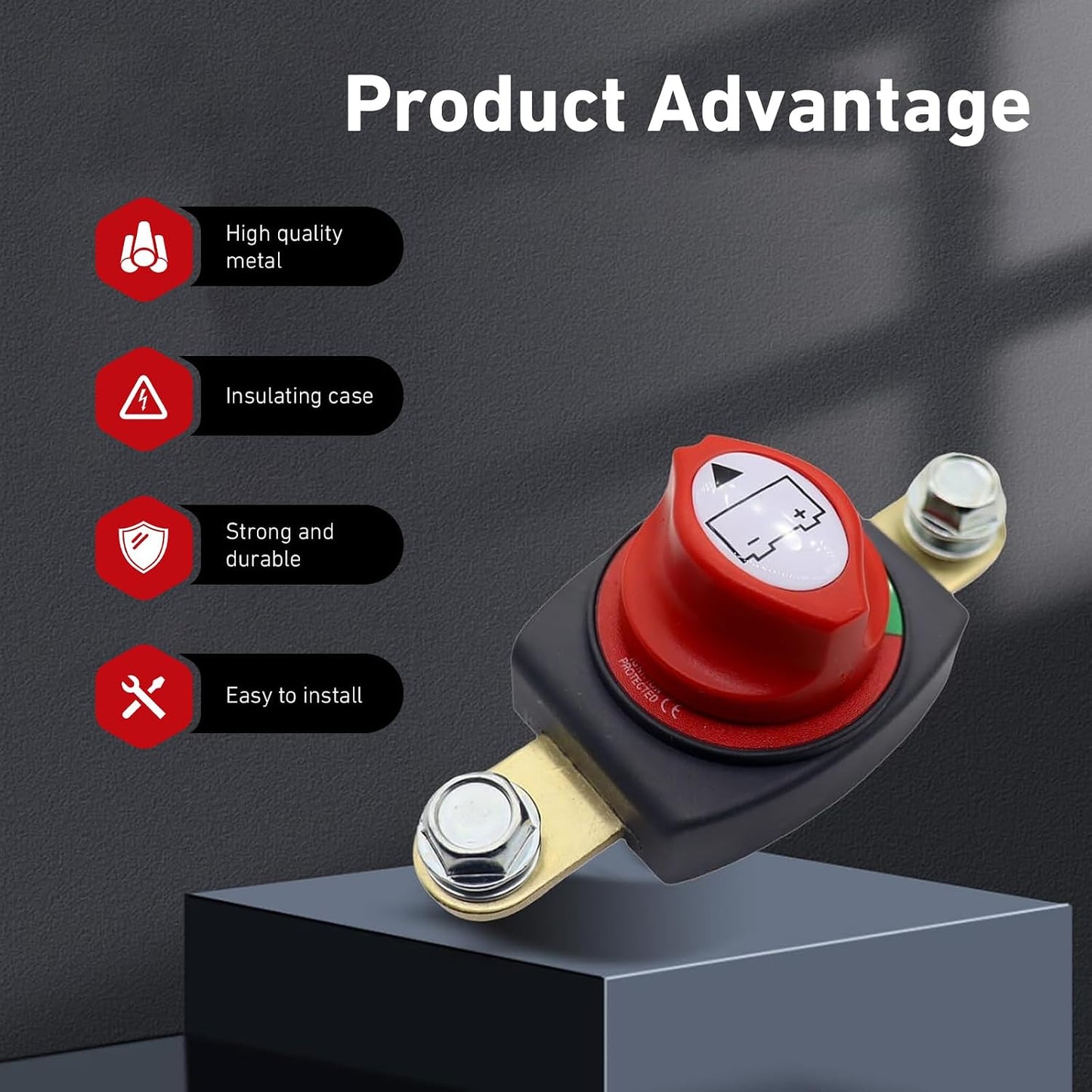 Side Post Battery Disconnect Switch, 275A 12V-48V Battery Cut Off Master Isolator, On/Off Power Kill Switch for Car Truck RV Boat Marine