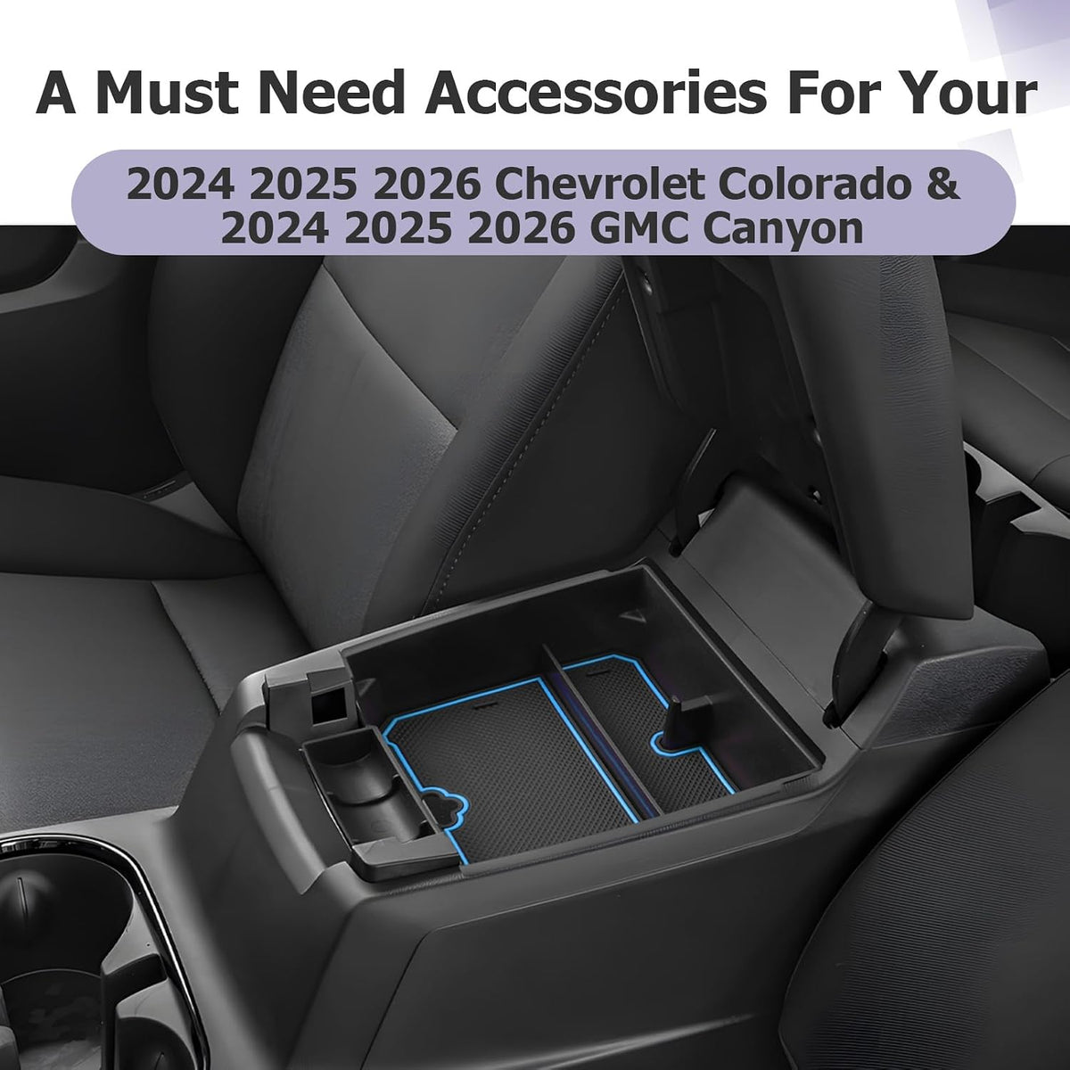 LUWU Center Console Organizer for 2023 2024 2025 2026 Chevrolet Colorado & GMC Canyon Accessories Armrest Console Storage Box Glove Organizer Tray ABS Material for Canyon Interior Accessories (Blue)