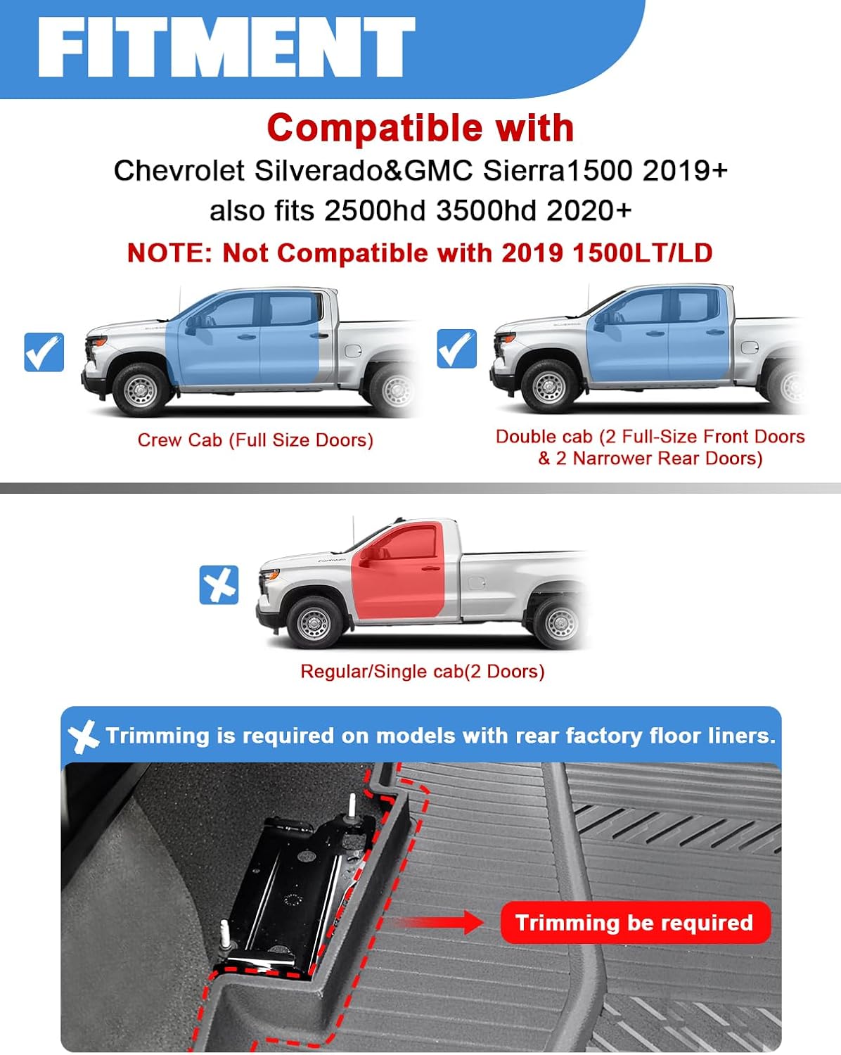 Under Seat Storage Box for 2019-2026 Chevy Silverado 1500 & GMC Sierra 1500