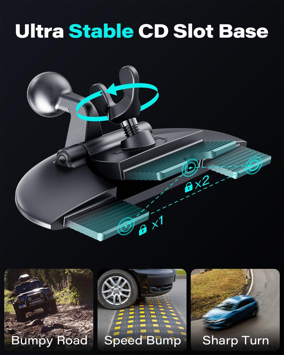 1Zero for MagSafe CD Phone Holder for Car, Foldable Longarm CD Phone Mount