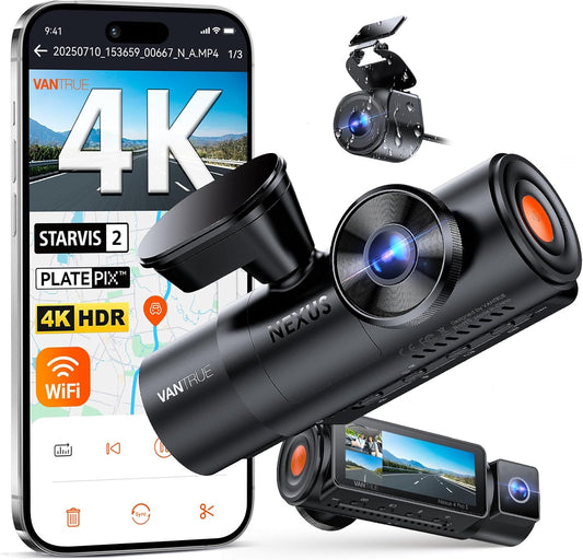 Vantrue N4 Pro S 4K 3 Channel Dash Cam, Triple STARVIS 2, IP67 Rear Camera