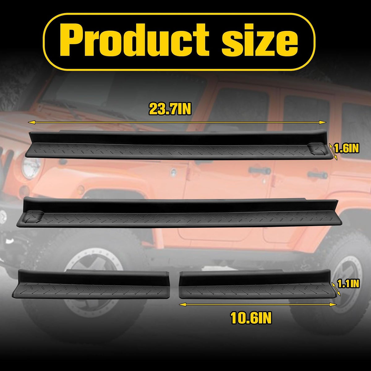 Door Sill Guards Protectors for Jeep Wrangler JK JKU 2007-2018 4 Door