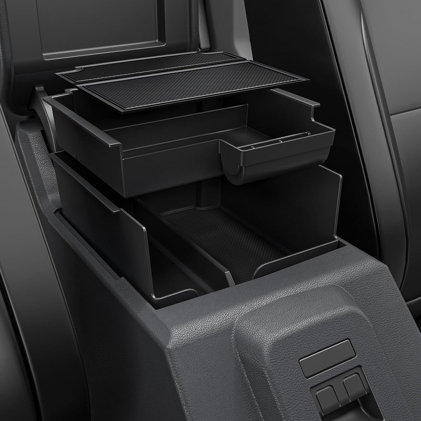 Mabett Double-Layer Console Organizer for 2025 2026 Bronco 4-door, Armrest Storage Box with Non-Slip Mat (Not for Manual Transmission and Bronco Sport Models)