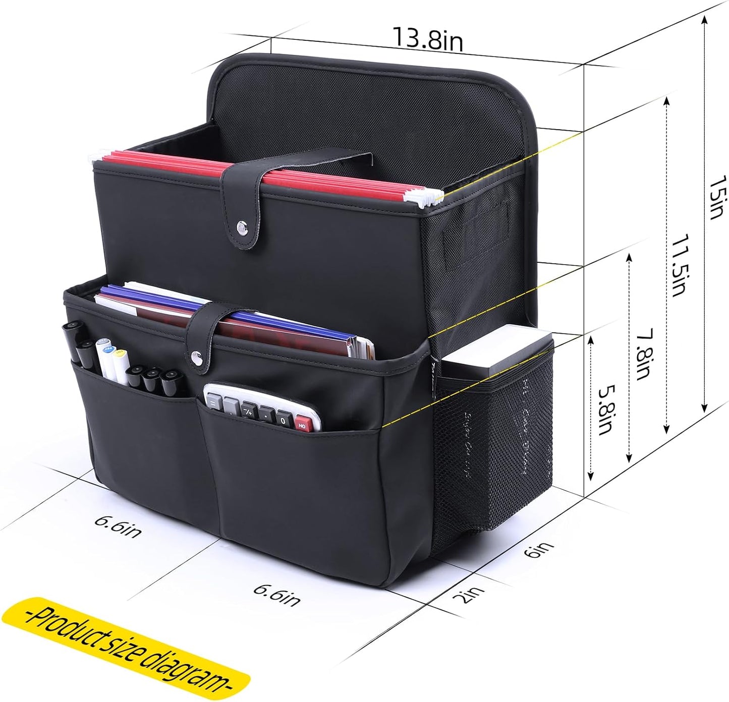 TAIKOO Front Seat Car Organizer Passenger Seat Organizer for Car Truck SUV | Leather Car Seat Organizer with Large 13.8" Pocket for Laptop Tablet File Folder, Hanging Backseat Storage for Vehicle