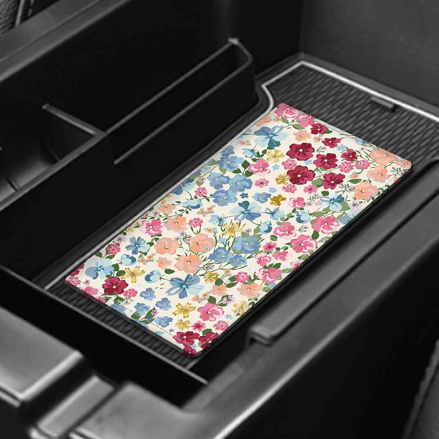 Leather Car Registration and Insurance Card Holder, Cute Car Accessories Vehicle Glove Box Car Organizer for Documents, Cards, License Colorful Cute Flowers