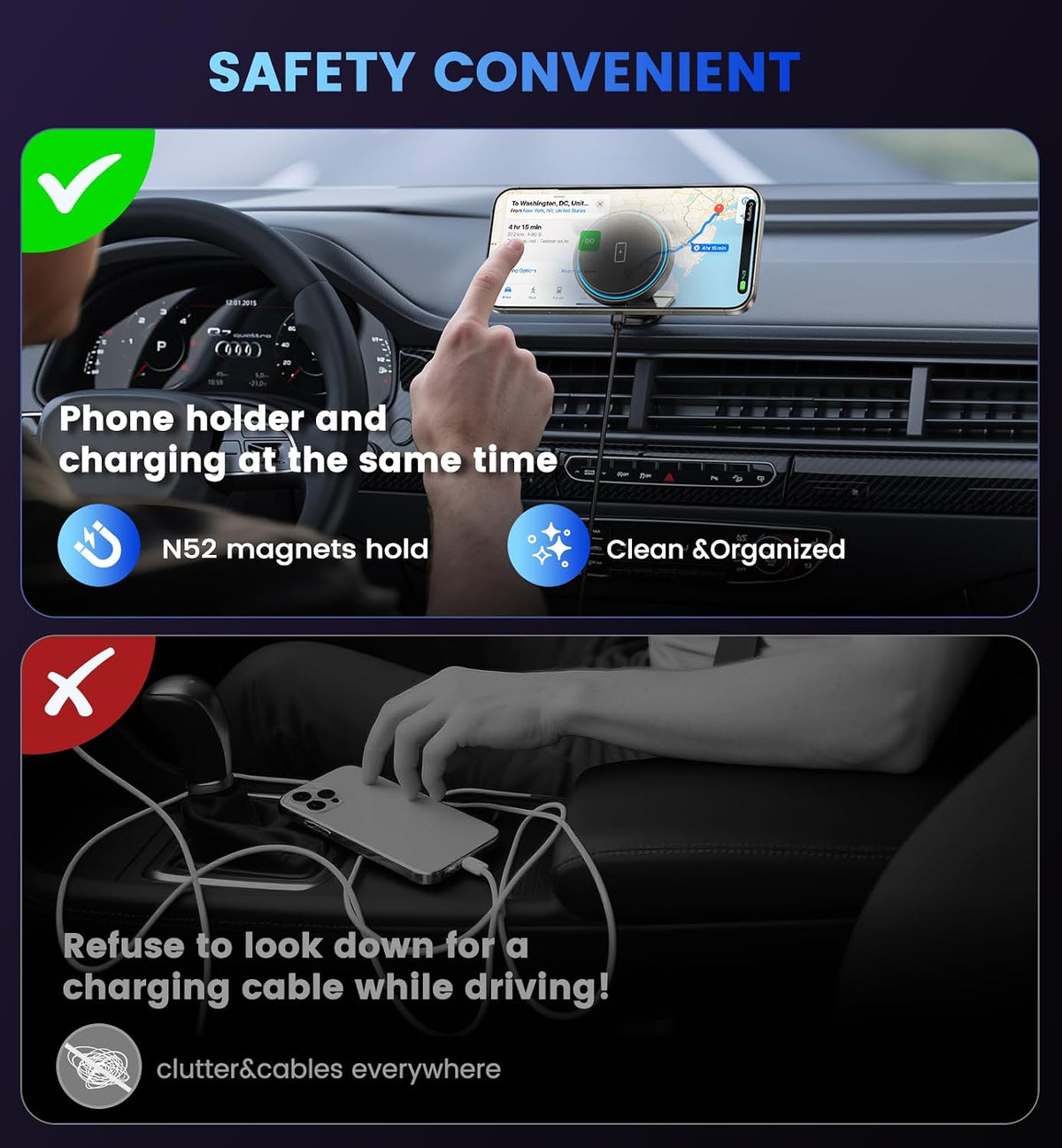 3 in 1 Magnetic Car Charger Mount 15W for iPhone 18-12 Pro Max