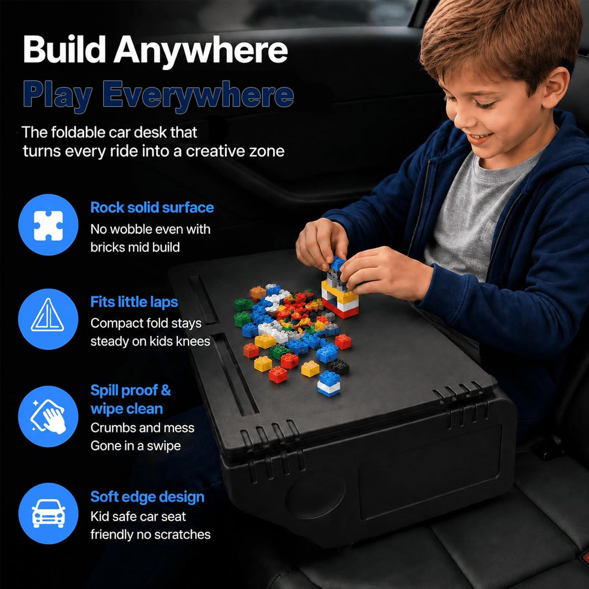 Car Desk for Tesla Model 3 Y, Foldable Tesla Desk for Laptop, Car Table Tray for Tesla Passenger Seat, Tesla Table Travel Tray for Kids, Food & Tablets, Tesla Tray Long Trip Essentials