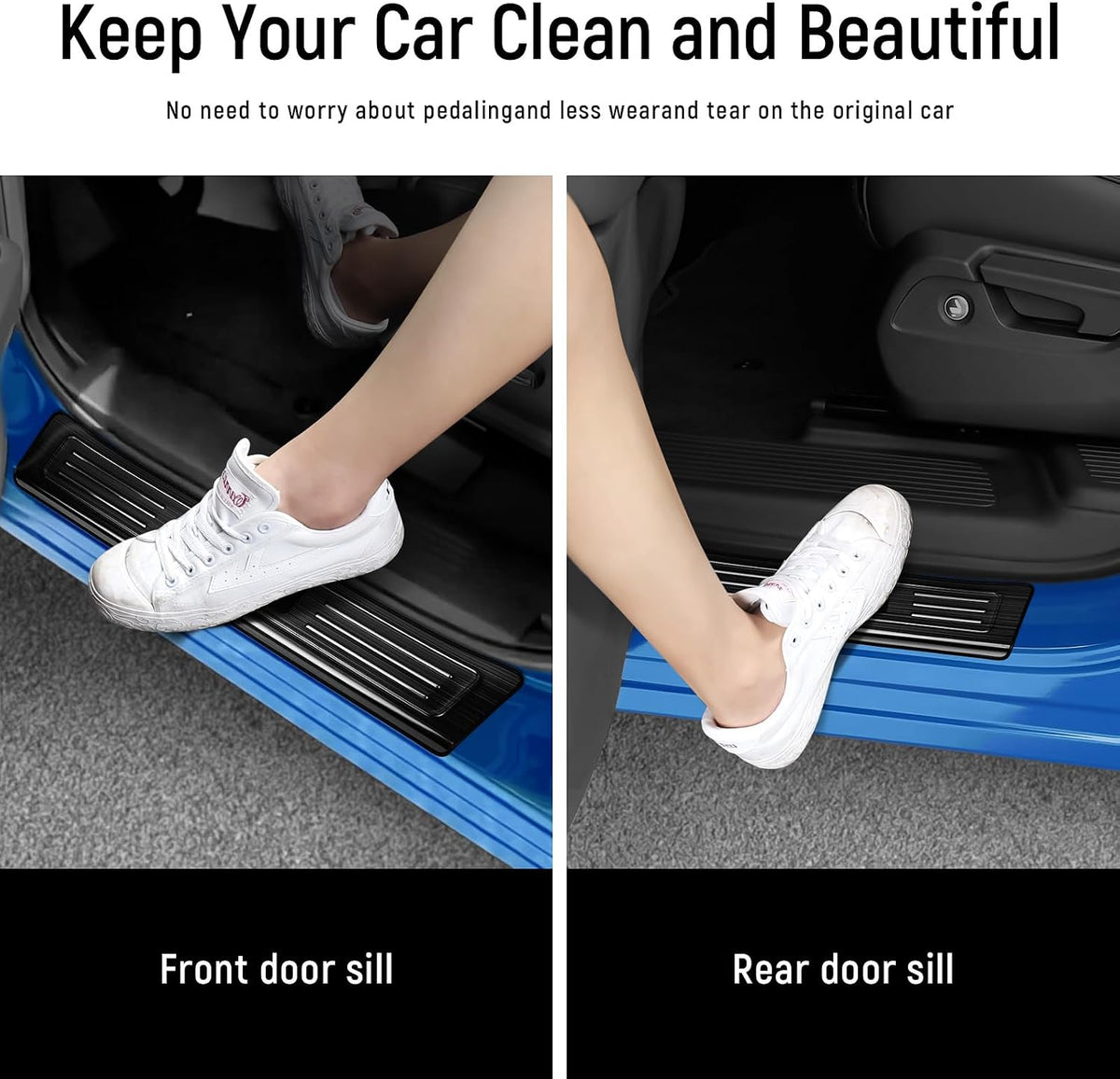 4PCS Door Sill Protector for Honda 2023-2025 2026 Pilot Accessories Black Brushed Stainless Steel Front and Rear Door Car Pedal Kick Guards Protection