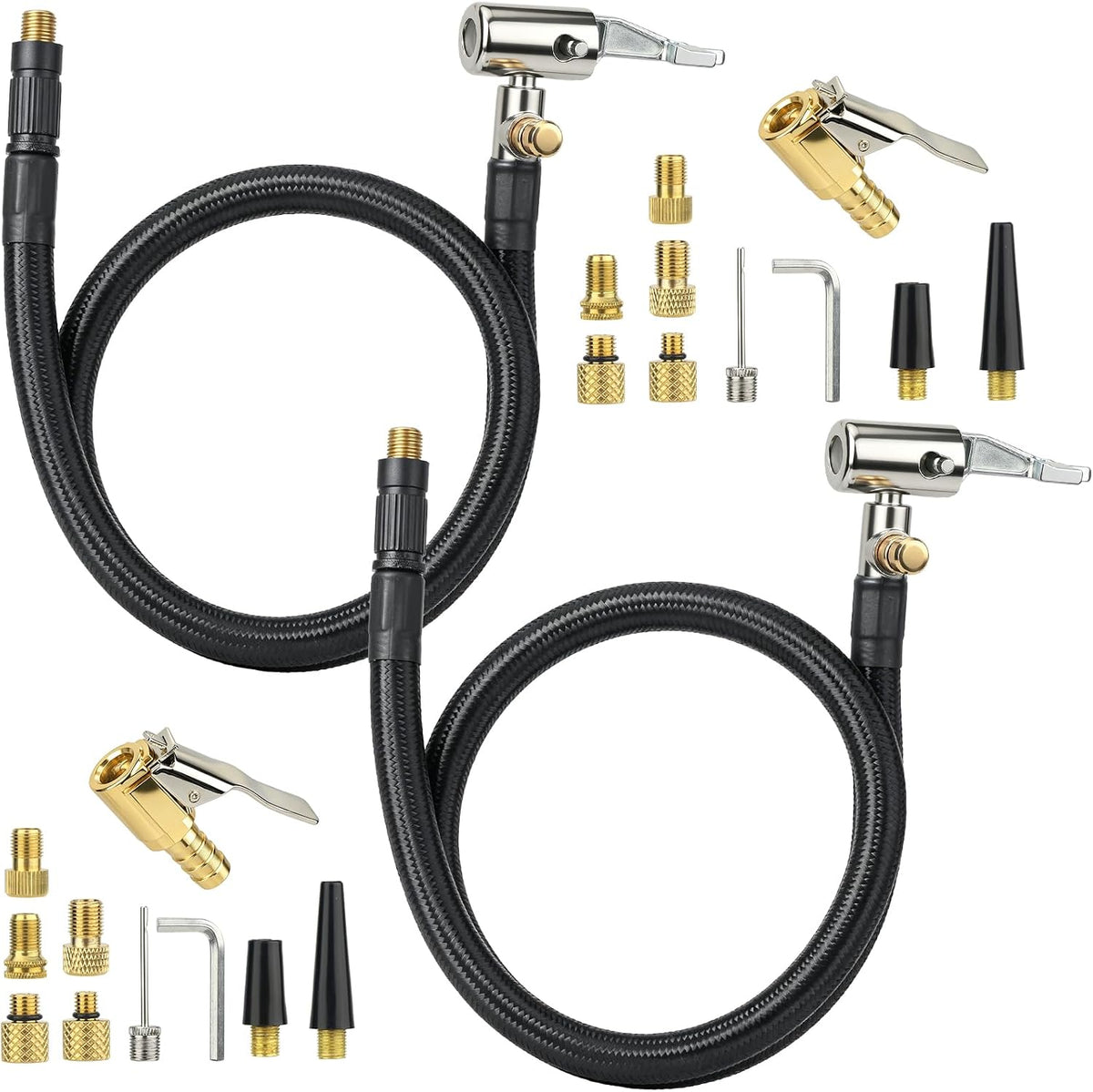 21'' Tire Inflation Hose,Tire Inflator Hose Adapter w/360° Rotating End