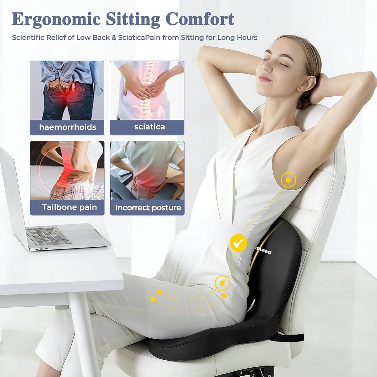 Car Seat Cushion with Lumbar Support Pillow, Seat Cushion for Driving