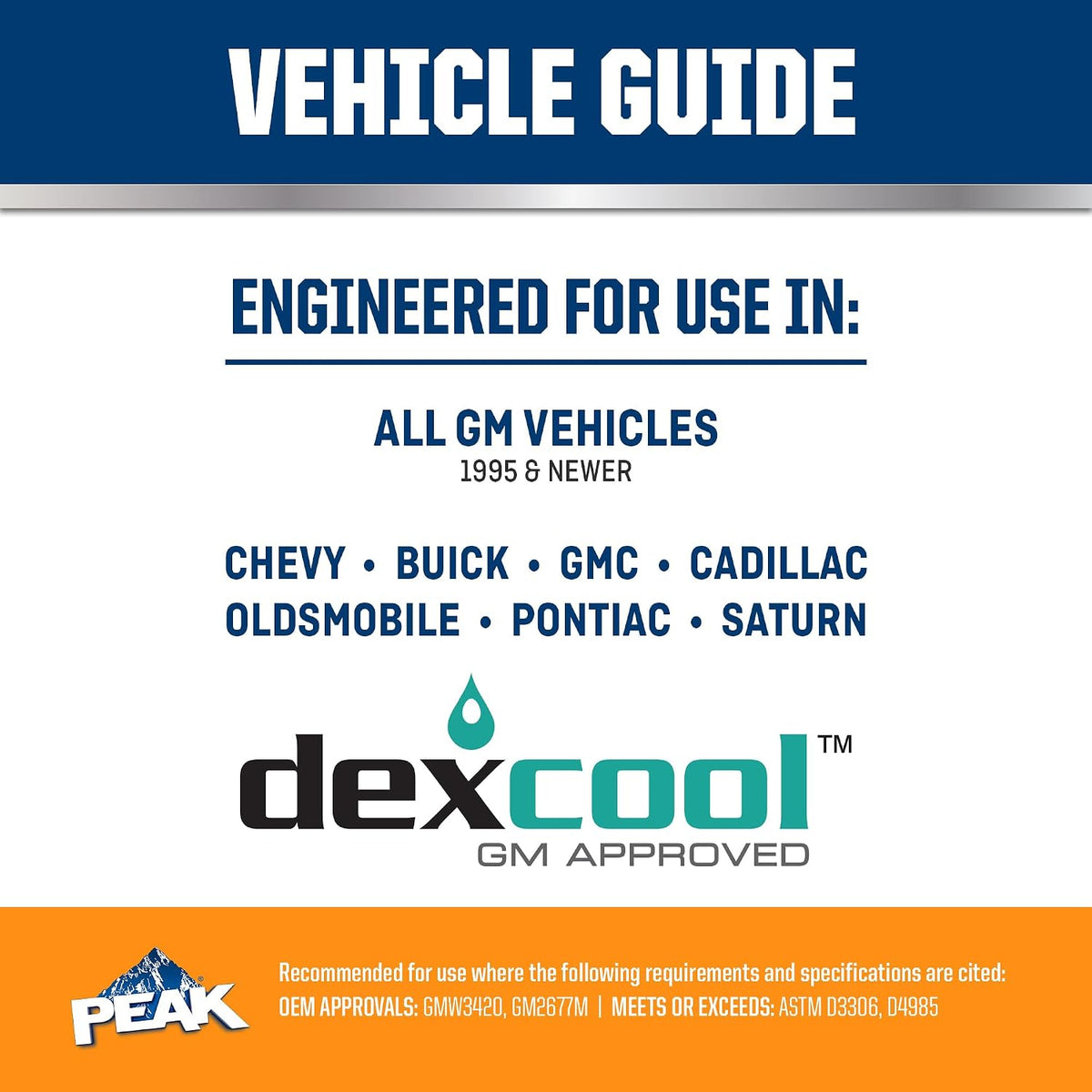 PEAK DEX-Cool® Antifreeze + Coolant, Premium Engine Coolant with Antifreeze, Car Antifreeze Coolant Mixture for GM Vehicles, 1 Gallon