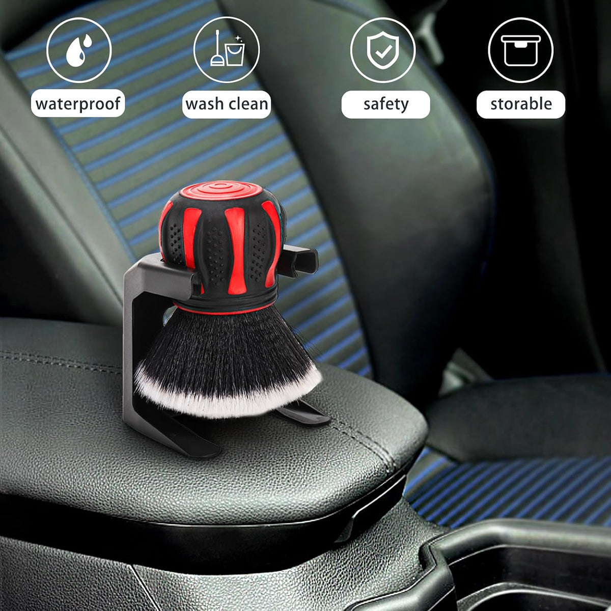 Yesland Car Detailing Brush, Ultra Soft Auto Interior Dusting Brush, Handle XL Synthetic Brush with Storage Rack, for Dashboard Air Conditioner Vents Leather, Vehicles Scratch Free