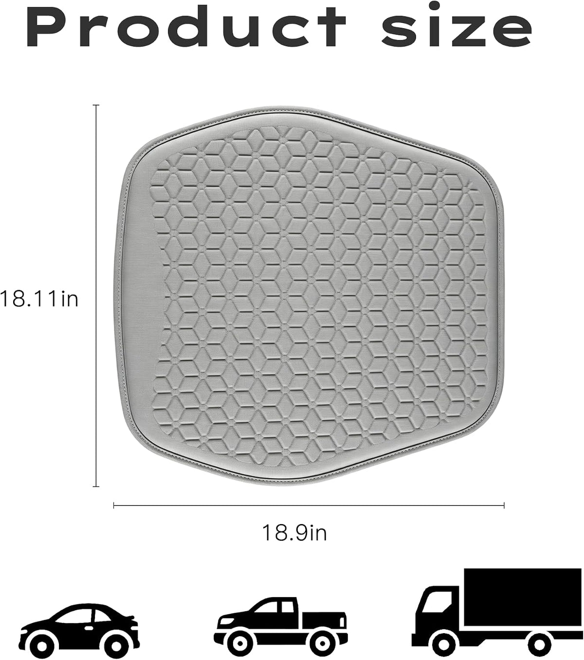 Thin Gel Car Seat Cushion, Non-Slip & Comfortable Automotive Front Seats Cushion Pad for Driver, Breathable Vehicle Interior Mat Cover Accessories，Gray