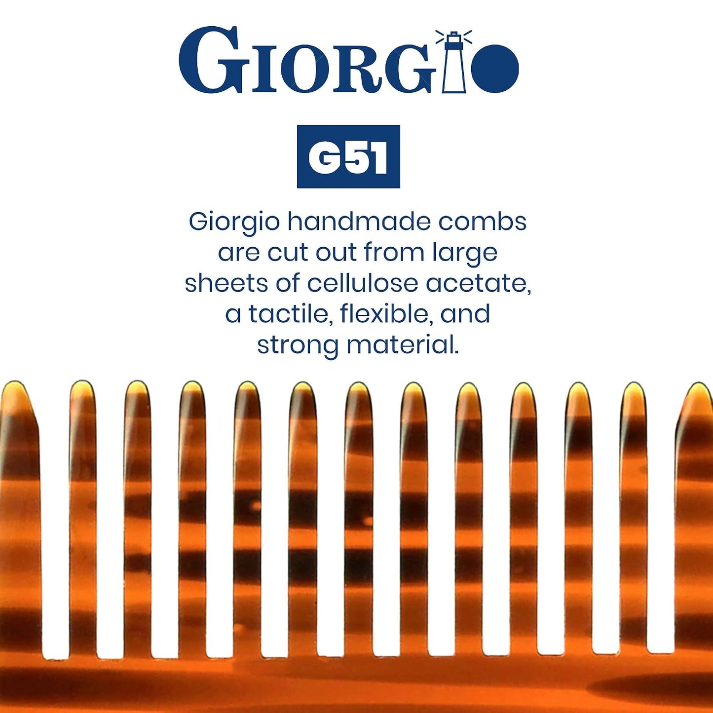Giorgio G51 Wide Tooth Detangling Combs for Women, Wide Teeth Pocket Comb for Thick Curly Wavy Hair. Hair Detangler Comb For Wet and Dry Everyday Care. Handmade, Saw-Cut and Hand Polished