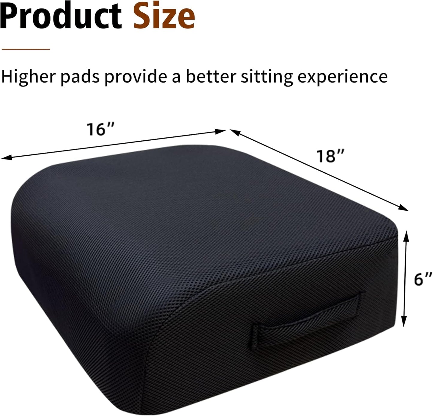 Office Chair Booster Cushion — 6-Inch Extra-Thick Height Increase Seat Pad with Dual-Layer Foam & Non-Slip Bottom