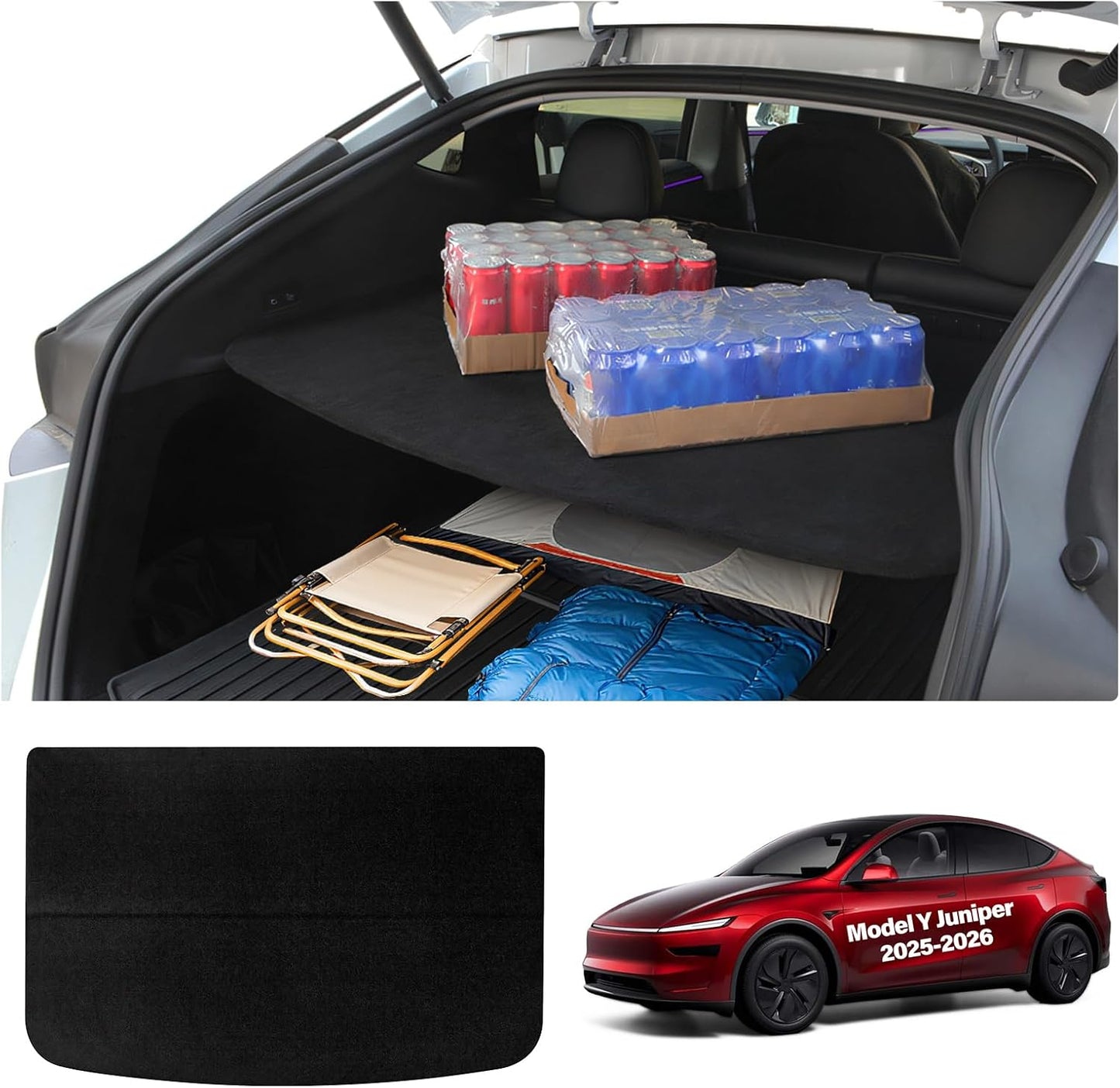 Trunk Cargo Cover for Tesla Model Y Juniper 2025 2026 Trunk Storage Board Model Y Accessories Storage Dividers Layered Partition Board Shield Shade Anti-Spy Luggage Privacy