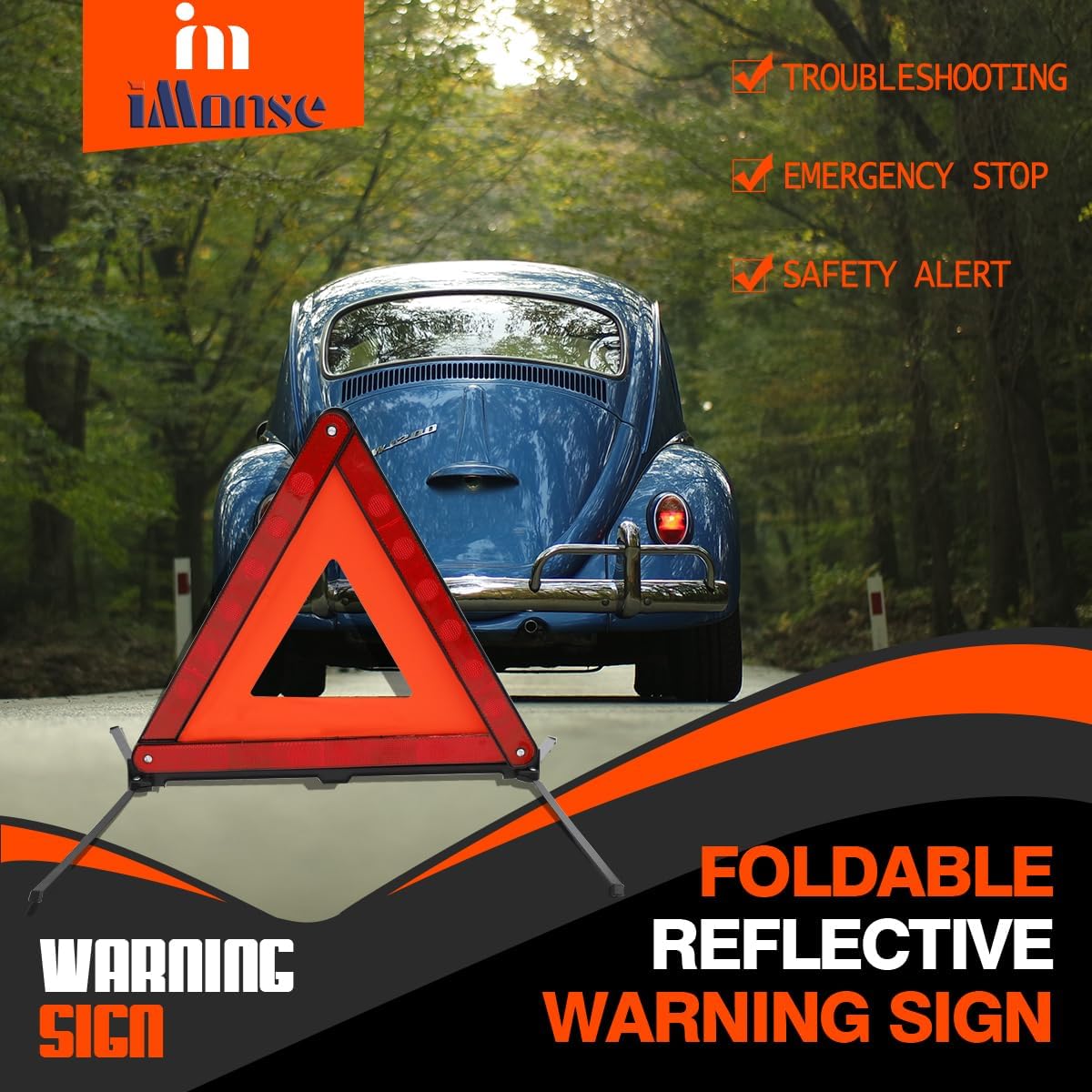 Emergency Roadside Reflective Triangles Warning Safety Kit for car