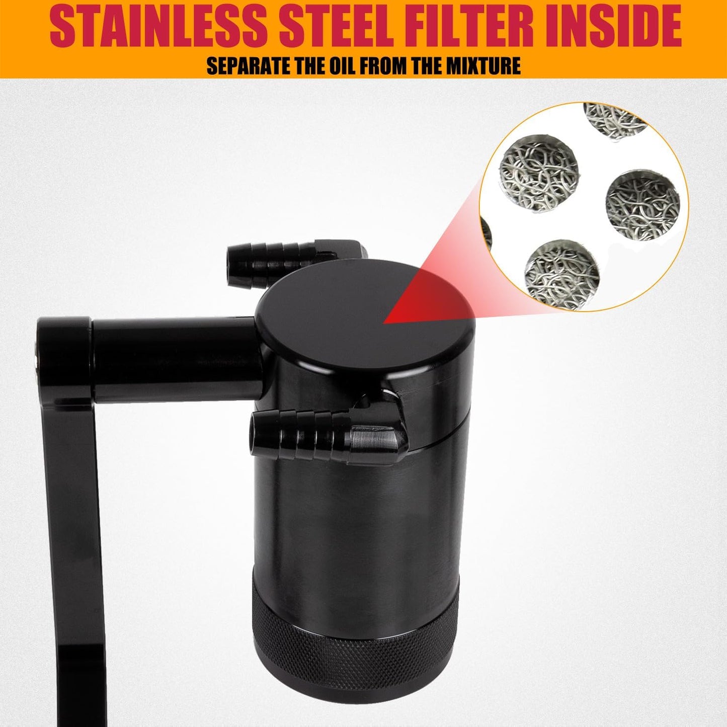 RANSOTO Oil Catch Can 5.7L 6.4L HEMI Compatible with 2011-up Dodge Charger Challenger Chrysler 300 Jeep Grand Cherokee, Z-Bracket Tech and Billet Aluminum Oil Separator Tank (Black)