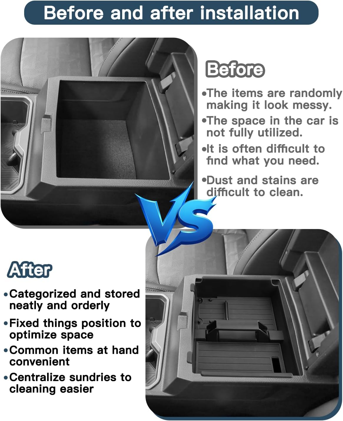 Ruiya 2026 4Runner Center Console Organizer for Toyota 4Runner 2026 Accessories ABS Material Armrest Console Glove Tray Compatible with 2025 2026 Toyota 4Runner 6th Gen Interior Accessories