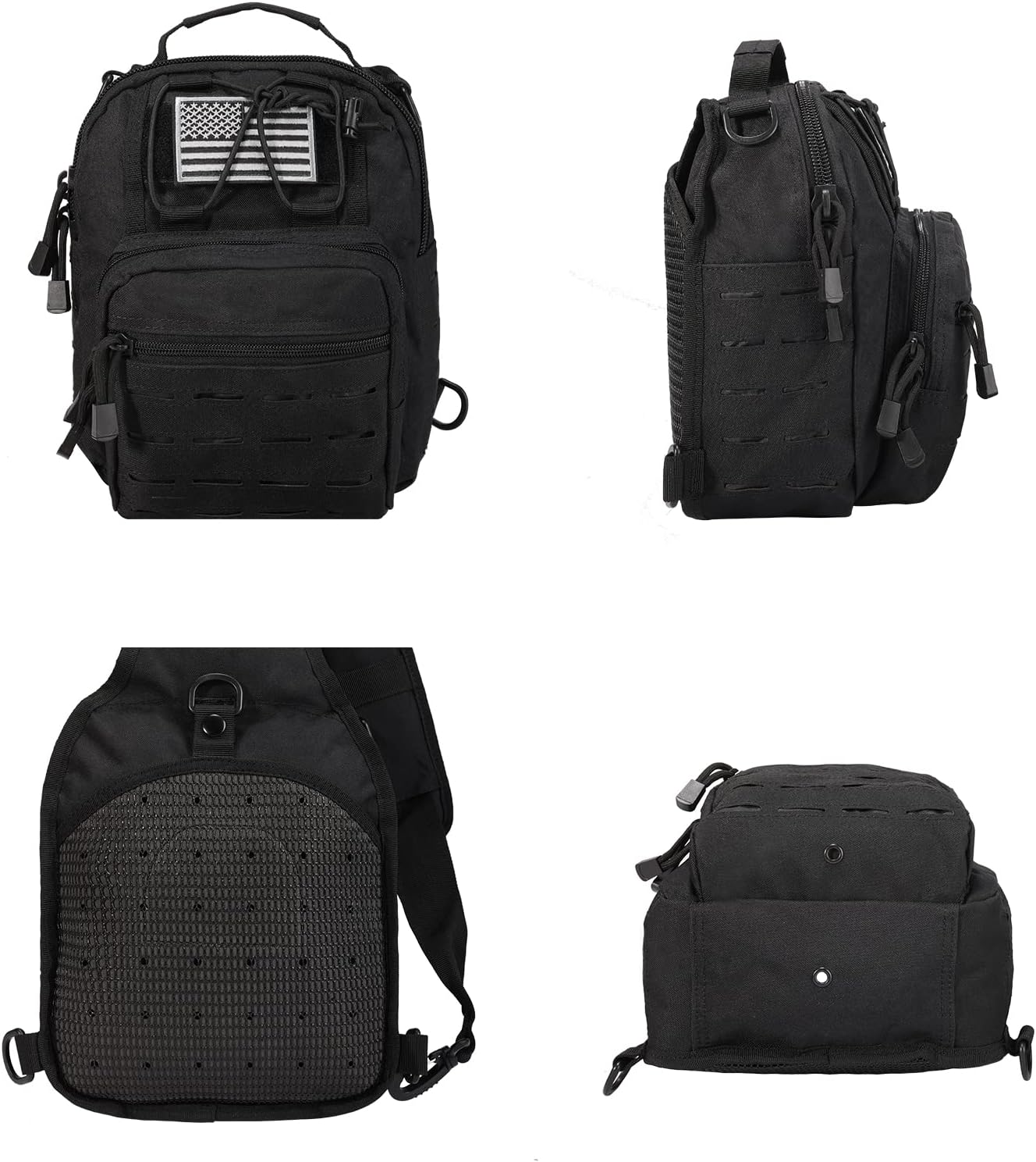 BOMTURN Tactical Backpack-1000D Waterproof Military Backpack/Laser-Cut/CCW Bags Sling Bag Tactical Satchel Shoulder Bag Men