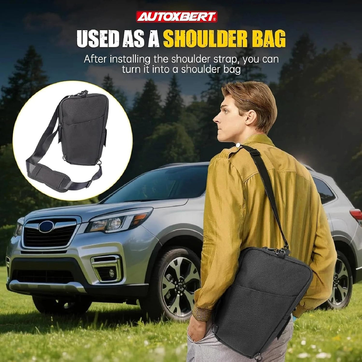Car Trunk Organizer Pocket for Subaru Forester SK 2019-2024, Black
