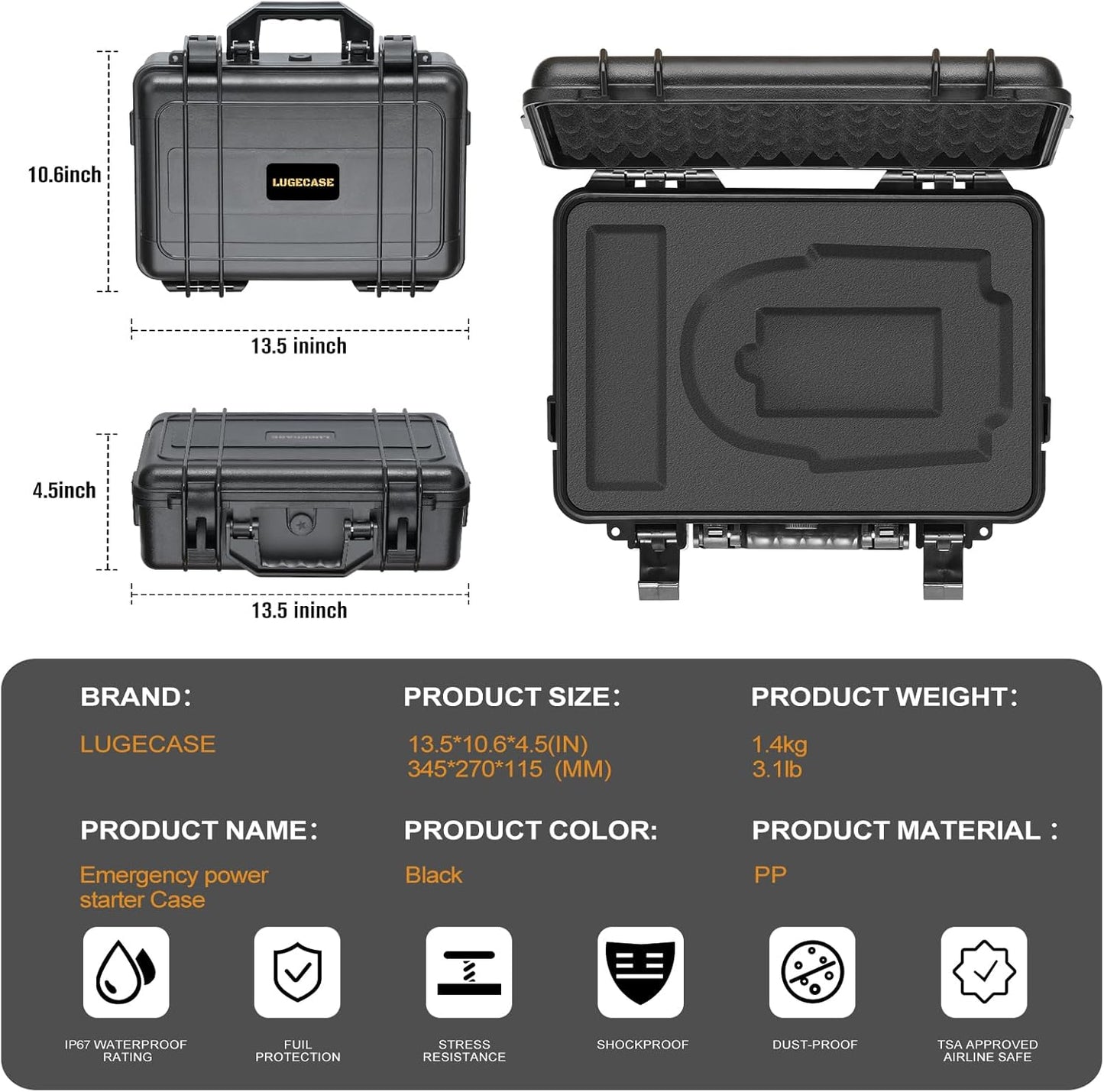 Case for NOCO Boost GB70 &amp; X GBX75 - Portable Car Battery Jump Starter Hard Shell Case: Waterproof Travel Carrying Storage Box for NOCO Boost GB70 &amp; GBX75 UltraSafe Jump Starter - Highway Emergencies