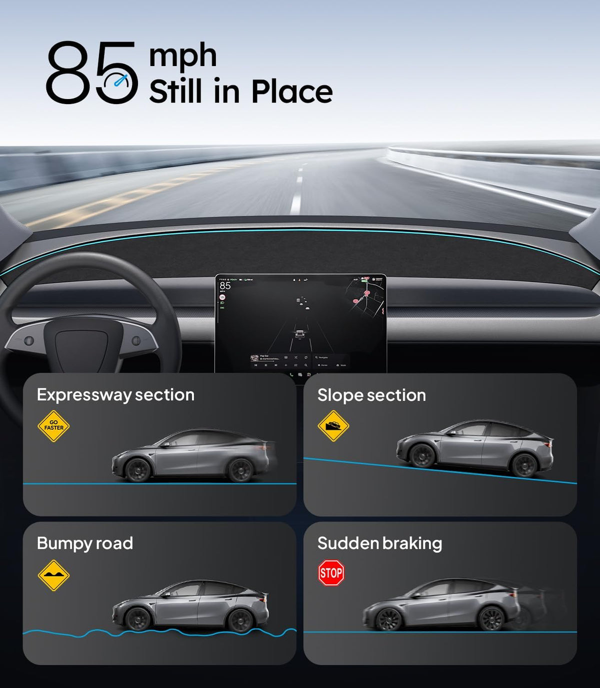 Wigoo Dashboard Cover for Tesla Model Y Juniper & Model Y L, Anti-Glare