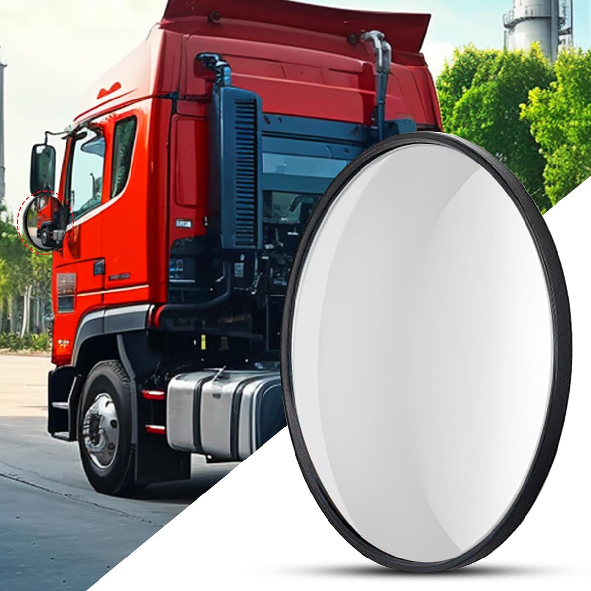 10" Tractor Mirrors Convex Truck Forklift Mirror Wide Angle Adjustable Side Rear View Blind Spot Reduction Black (1, 10 Inches)