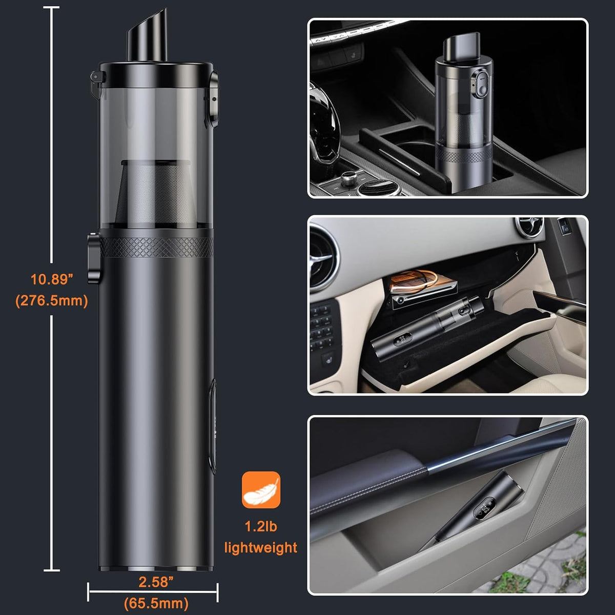 Cordless Car Vacuum Cleaner 14000Pa, Handheld Vacuum Portable Dust Buster Vacuum Small Vacuum Cleaner for Vehicle,Pet,Home, LED Display & Lightweight & Low Noise & Rechargeable