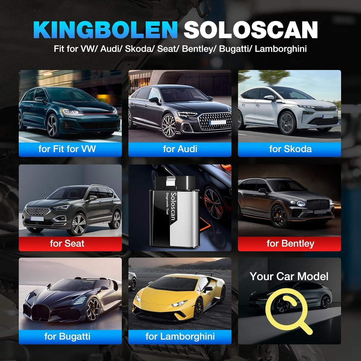 KINGBOLEN SOLOSCAN Bluetooth OBD2 Scanner for VW/Audi/Skoda No Subscription