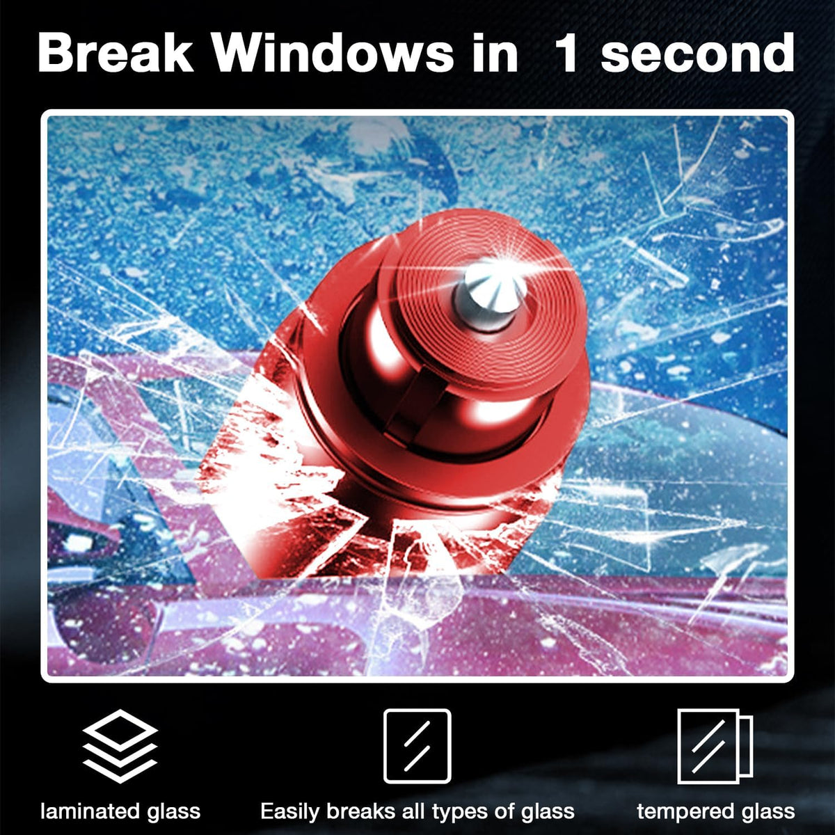 MOTORBUDDY Car Window Breaker Tool, 2-in-1 Window Breaker Seatbelt Cutter, Emergency Glass Breaker and Auto Escape Tool，Car Accessories