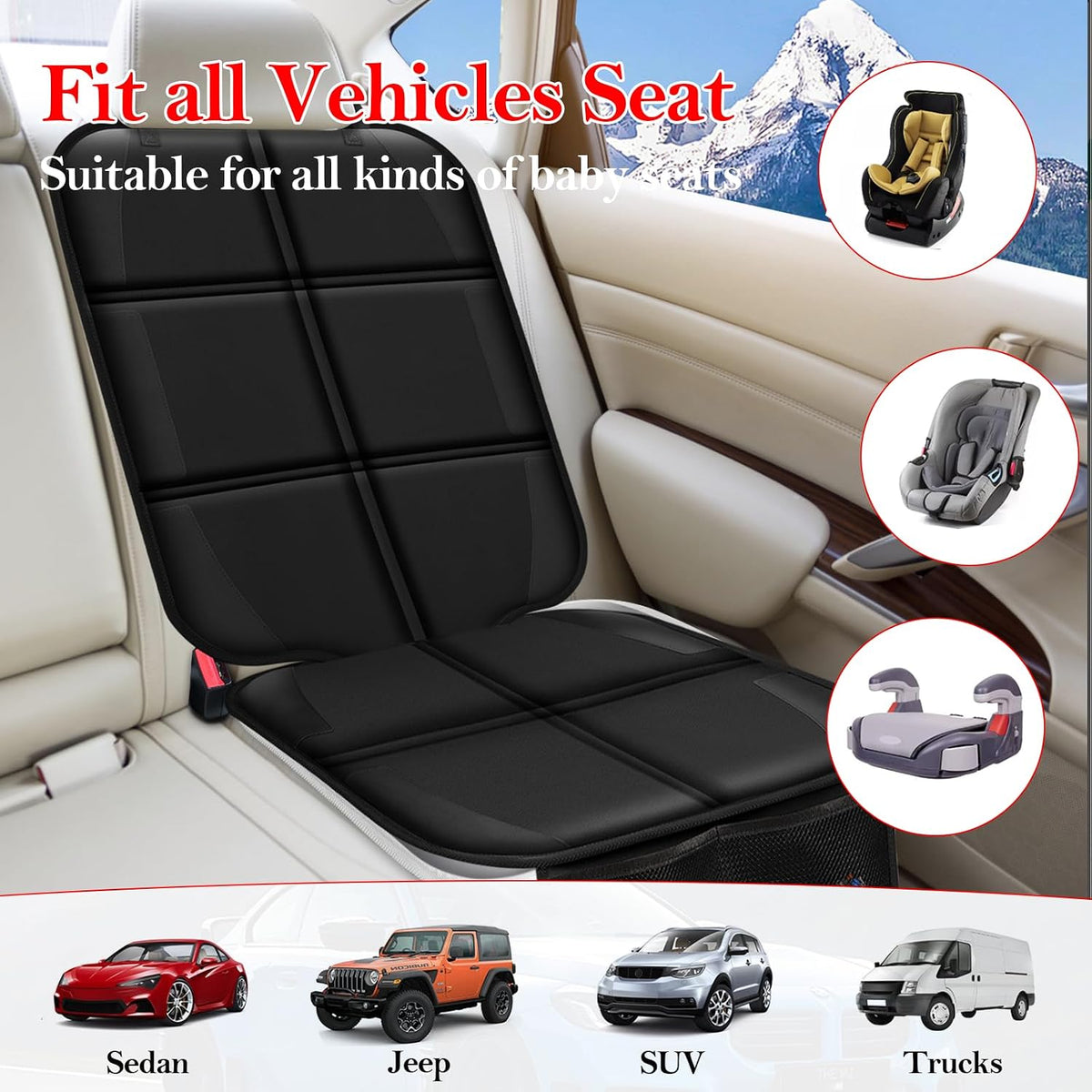 Meolsaek Car Seat Protector for Child Car Seat，Non-Slip Backing No Imprints