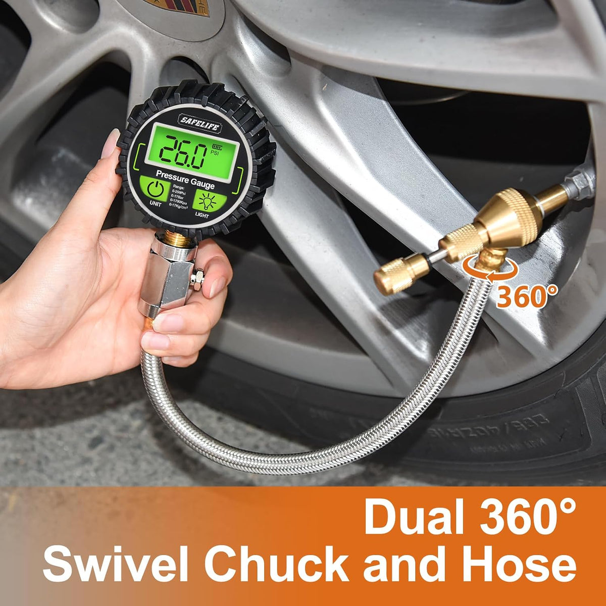 SAFELIFE 4x4 Digital Tire Deflator kit，Professional Tire Pressure Gauge 250PSI, Rapid Air Down Tire Deflators Offroad Accessories