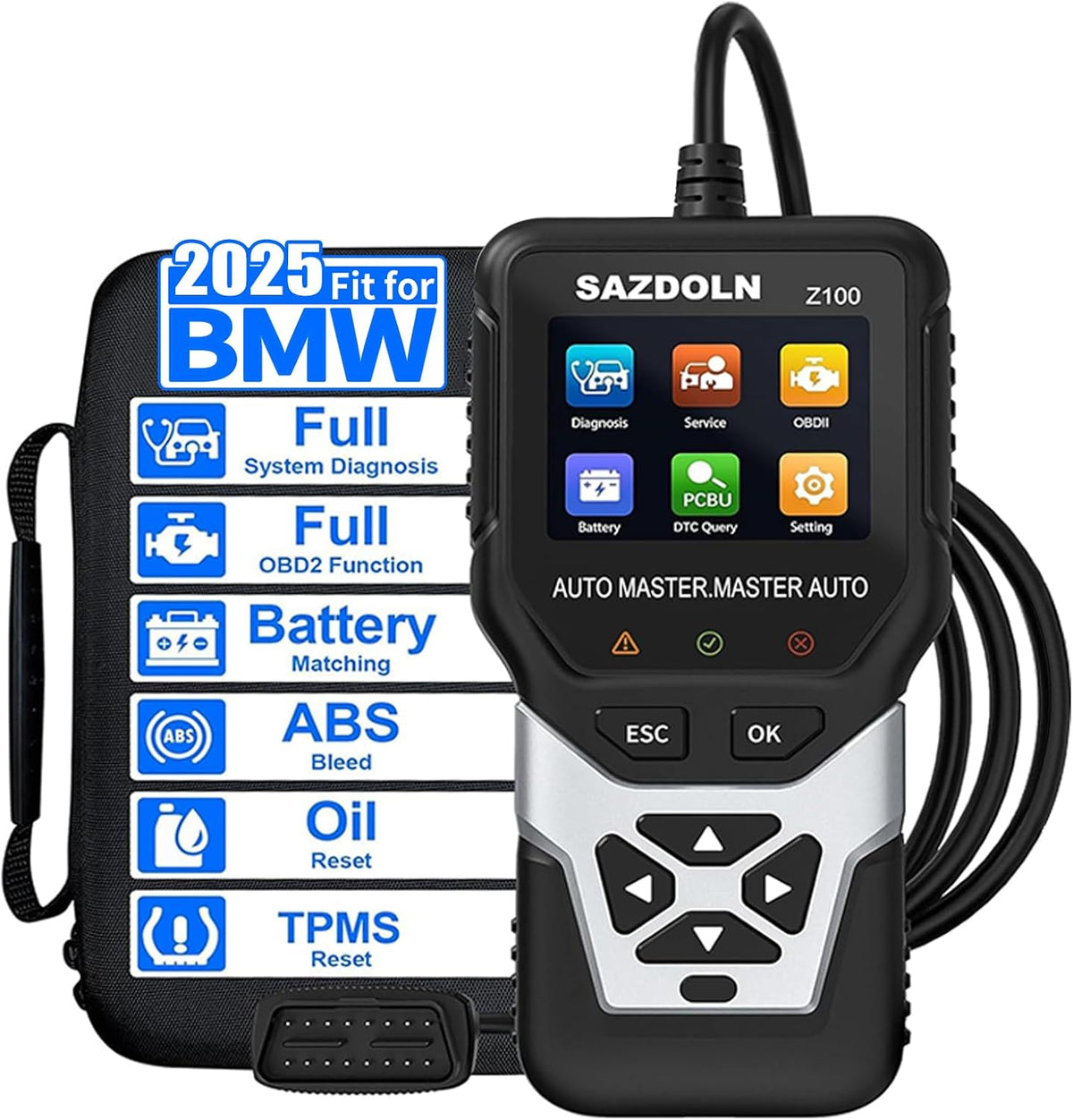 Z100 Fit for BMW-OBD2-Scanner, Car Code Readers, Full-System-Car-Diagnostic-Tools, with Battery Registration Tool, Oil Reset, ABS Bleed, EPB Reset, TPS Regulation (Black)
