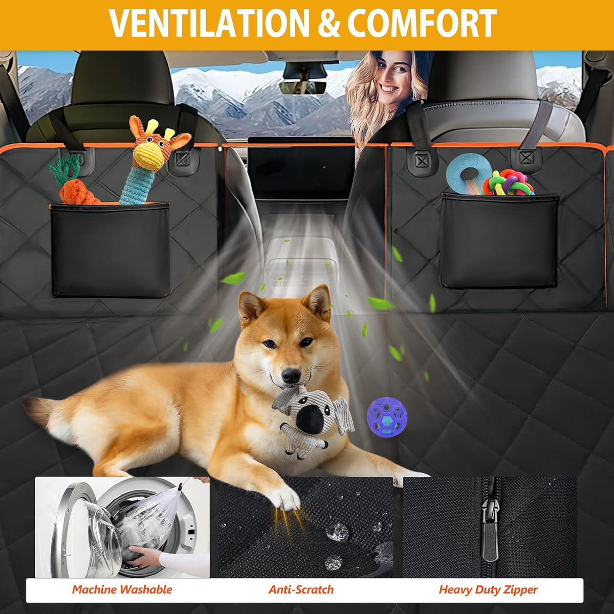 Hard Bottom Dog Car Seat Cover for Back Seat, Backseat Extender