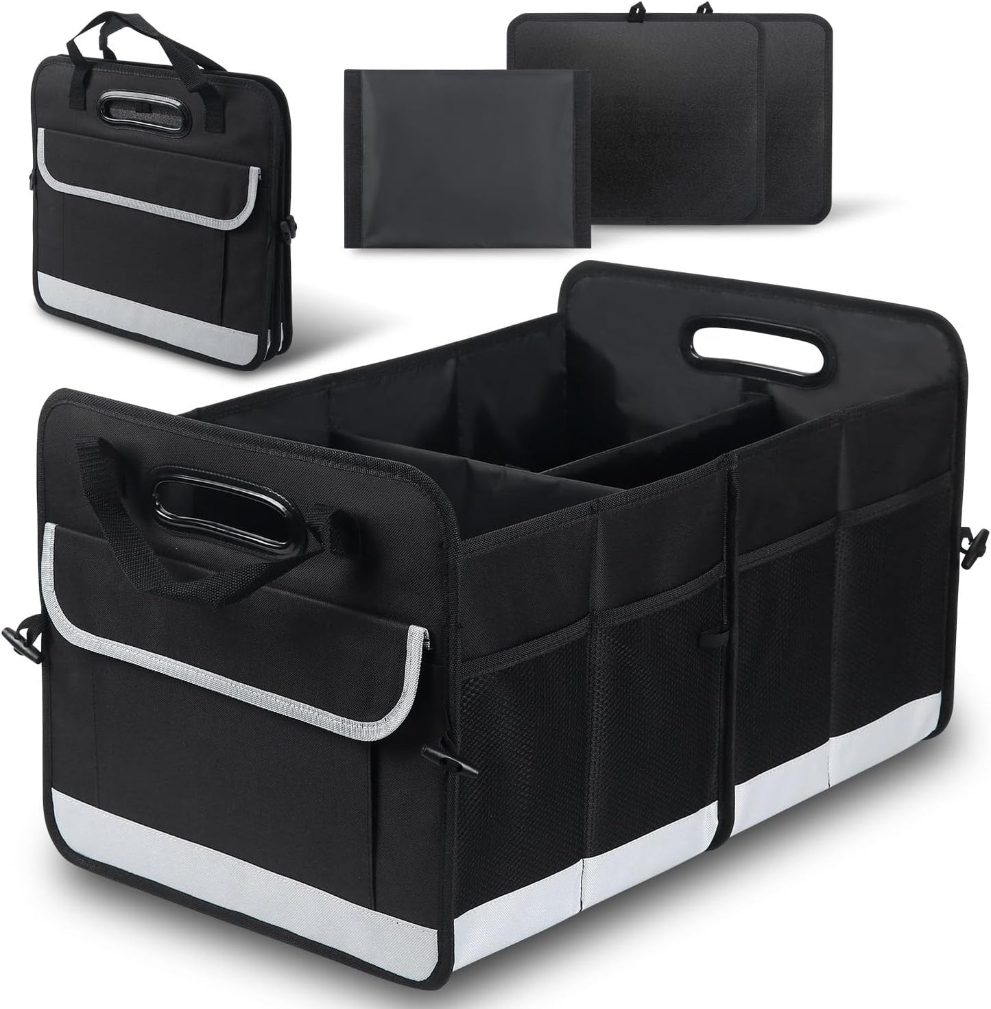 AOPHY Car Trunk Organizer, 75L Large Capacity Waterproof Auto Storage with Non-Slip Bottom Strips, Collapsible Cargo Organizer for Suv, Truck, Sedan, Portable Car Accessories for Women Men(Grey)