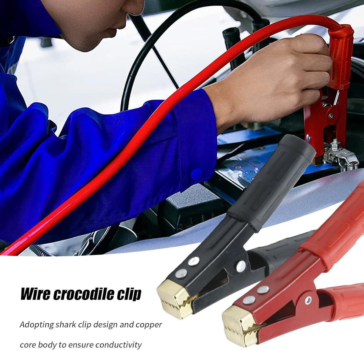 4Pcs 1000A Battery Jumper Cable Clamps, Battery Charger Clamps Jumper Cable Ends Heavy Duty Car Battery Clamps Pure Copper, Battery Alligator Clamps for Jump Starter Cables