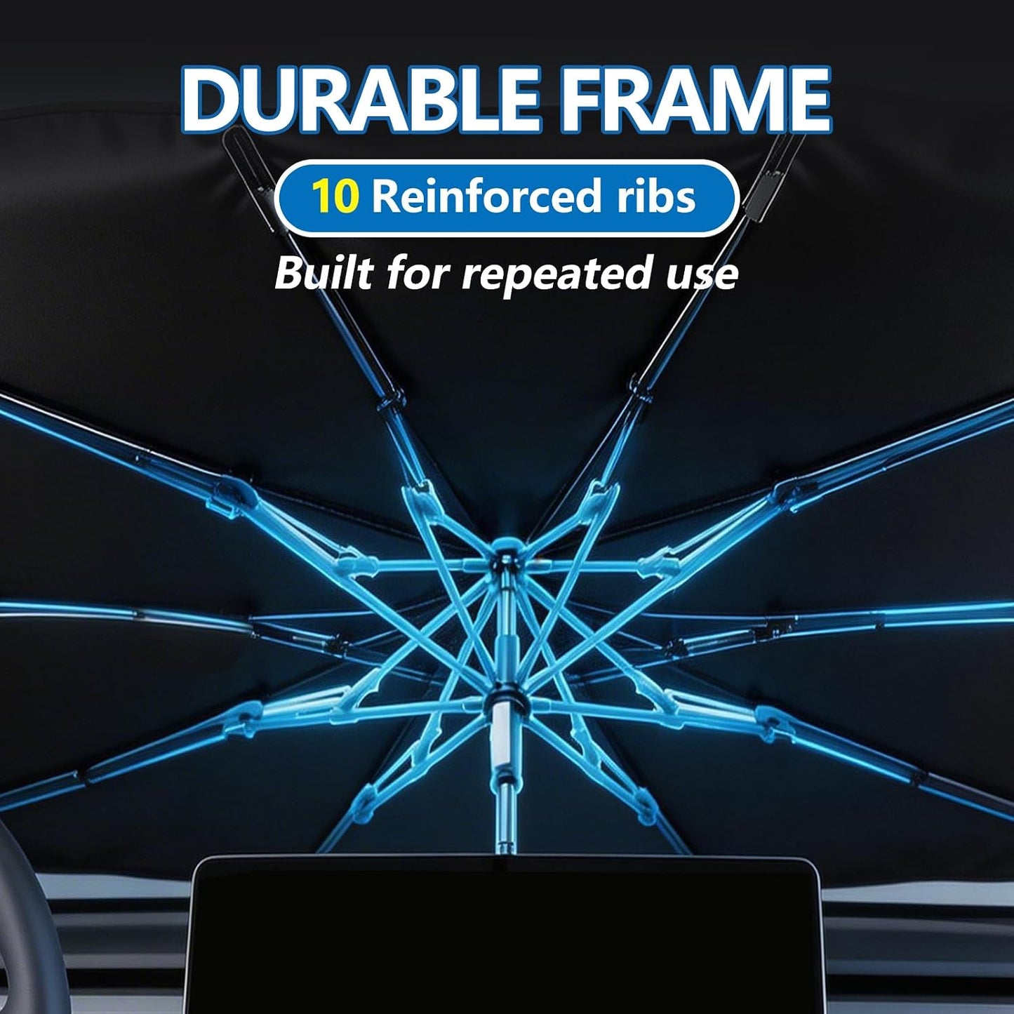 Foldable Car Umbrella Cover for Front Window - Car Windshield Sun Shade Heat & UV Protection, Easy Open Keep Cool and Protect Interior for Auto Sedan SUV (56" L x 31" W)