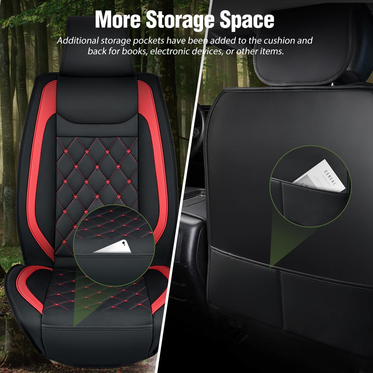 Nilight Car Seat Covers Universal Fit for Civic Corolla Accord Black Red