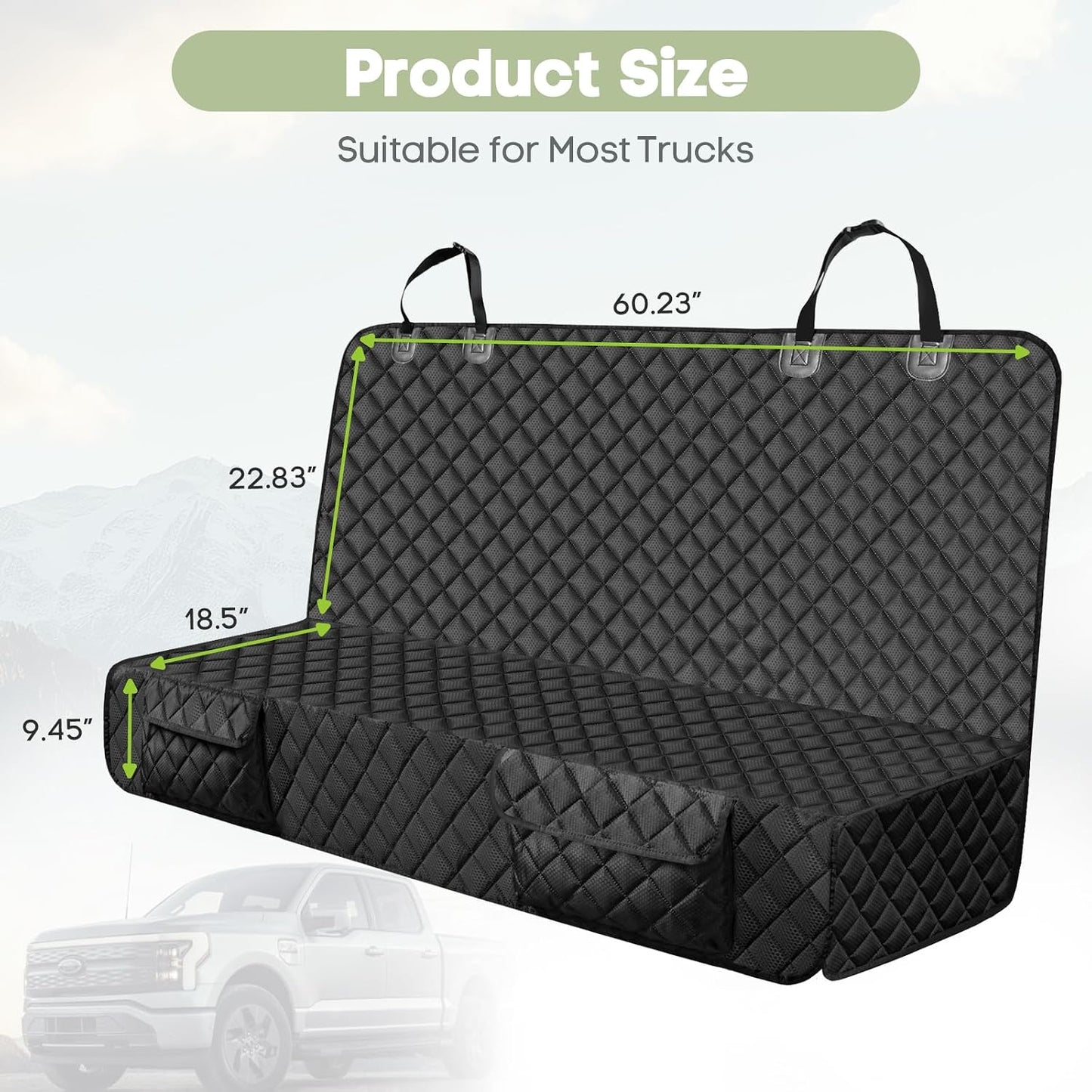 Dog Car Seat Cover for Trucks, Heavy Duty Rear Bench Cover for Ford F150/Chevrolet Silverado 1500/Ram 1500/GMC Sierra 1500, Waterproof Nonslip Pet Back Seat Cover for Dogs