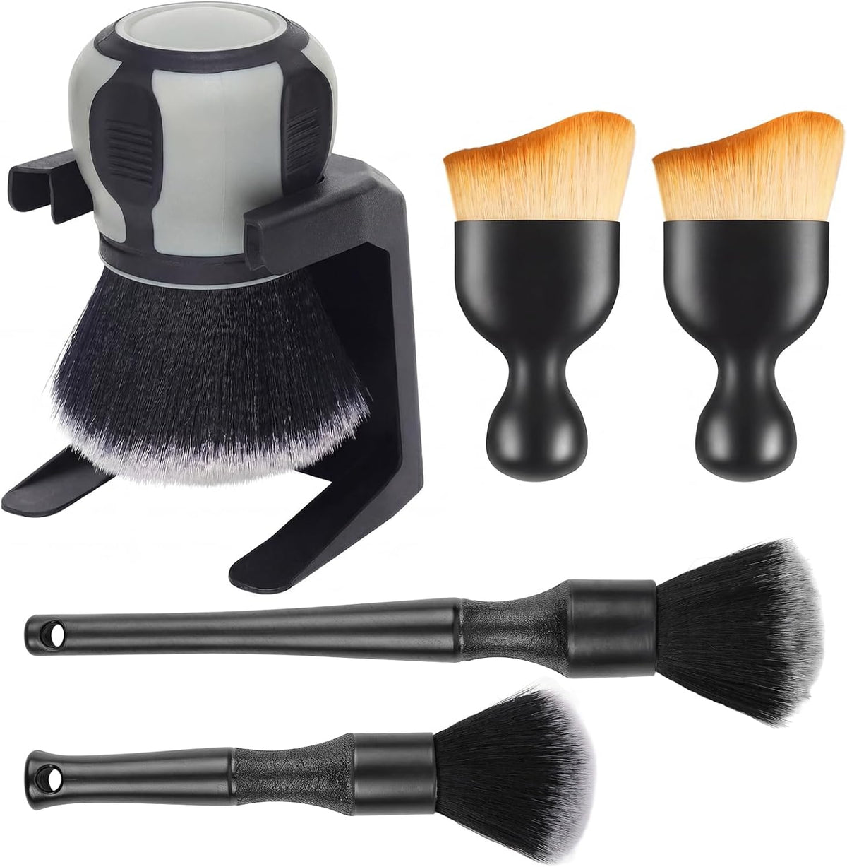 Supkiir 5Pcs Curveball Detailing Brush, Soft Bristles Dusting Brush with Storage Rack, Curveball XL Synthetic Brush Automotive Interior Dusting Brushes, Covers Large Area Inside or Outside Vehicles