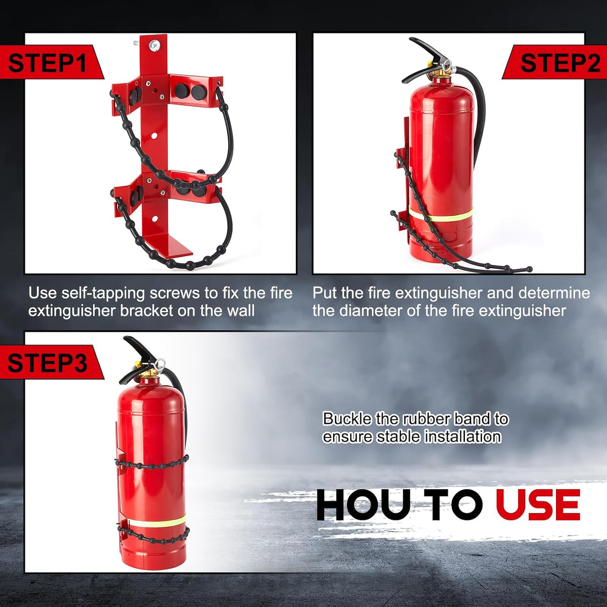 RattanView 4 Pcs Fire Extinguisher Bracket, 2.5 Lb and 5 Lb, Red