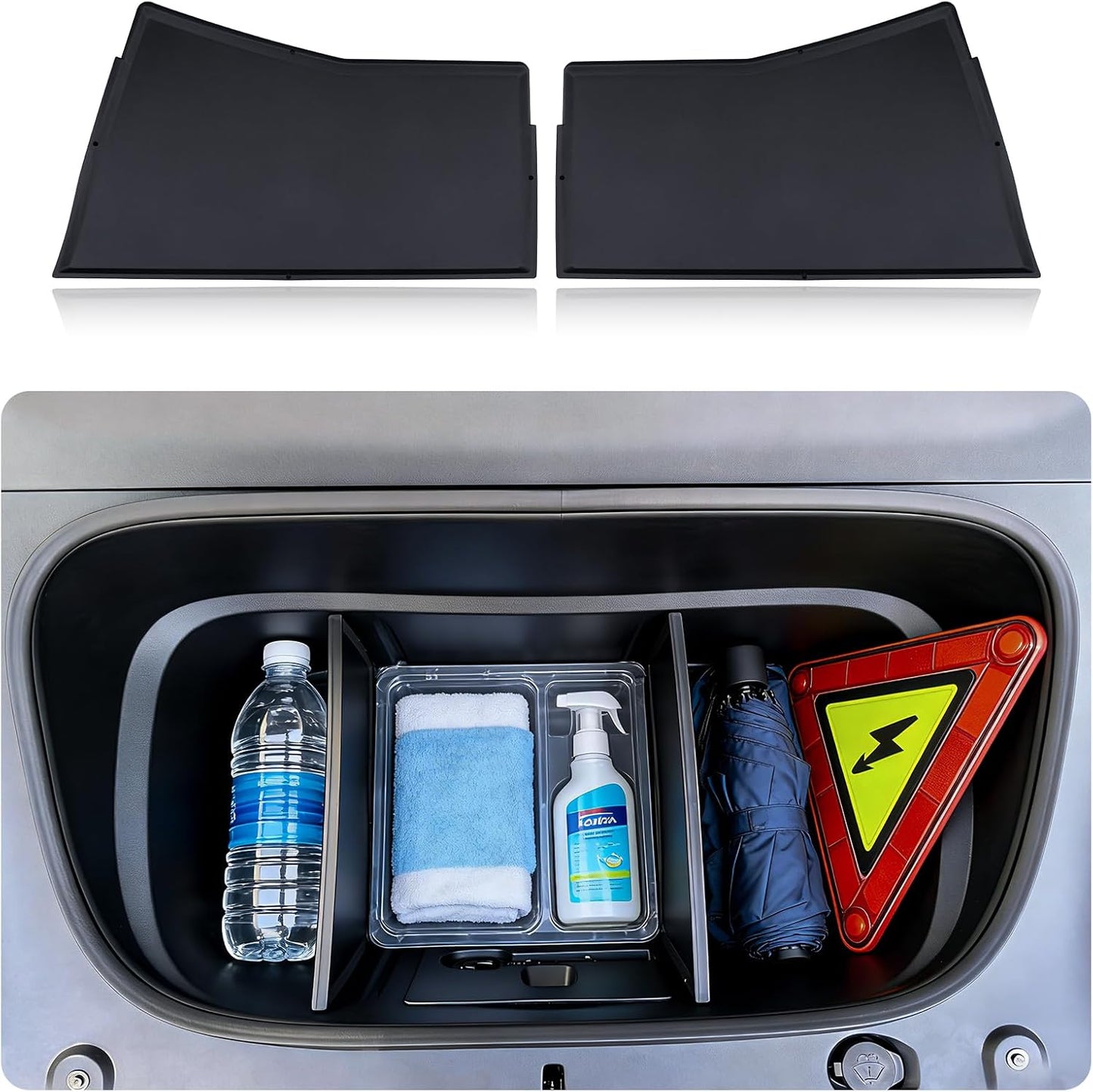 for Tesla Front Trunk Partition Model Y Juniper Accessories 2025 2026 Front Trunk Organizer Dividers Frunk Partition TPE Model Y Supermarket Daily Travel Goods Storage Separation 2PCS