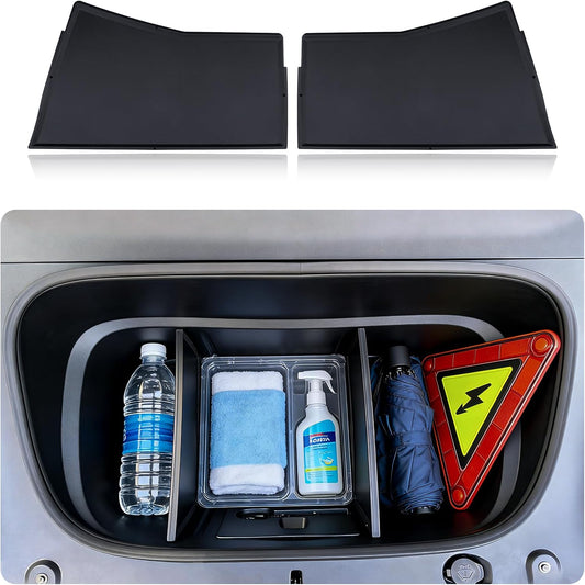 for Tesla Front Trunk Partition Model Y Juniper Accessories 2025 2026 Front Trunk Organizer Dividers Frunk Partition TPE Model Y Supermarket Daily Travel Goods Storage Separation 2PCS