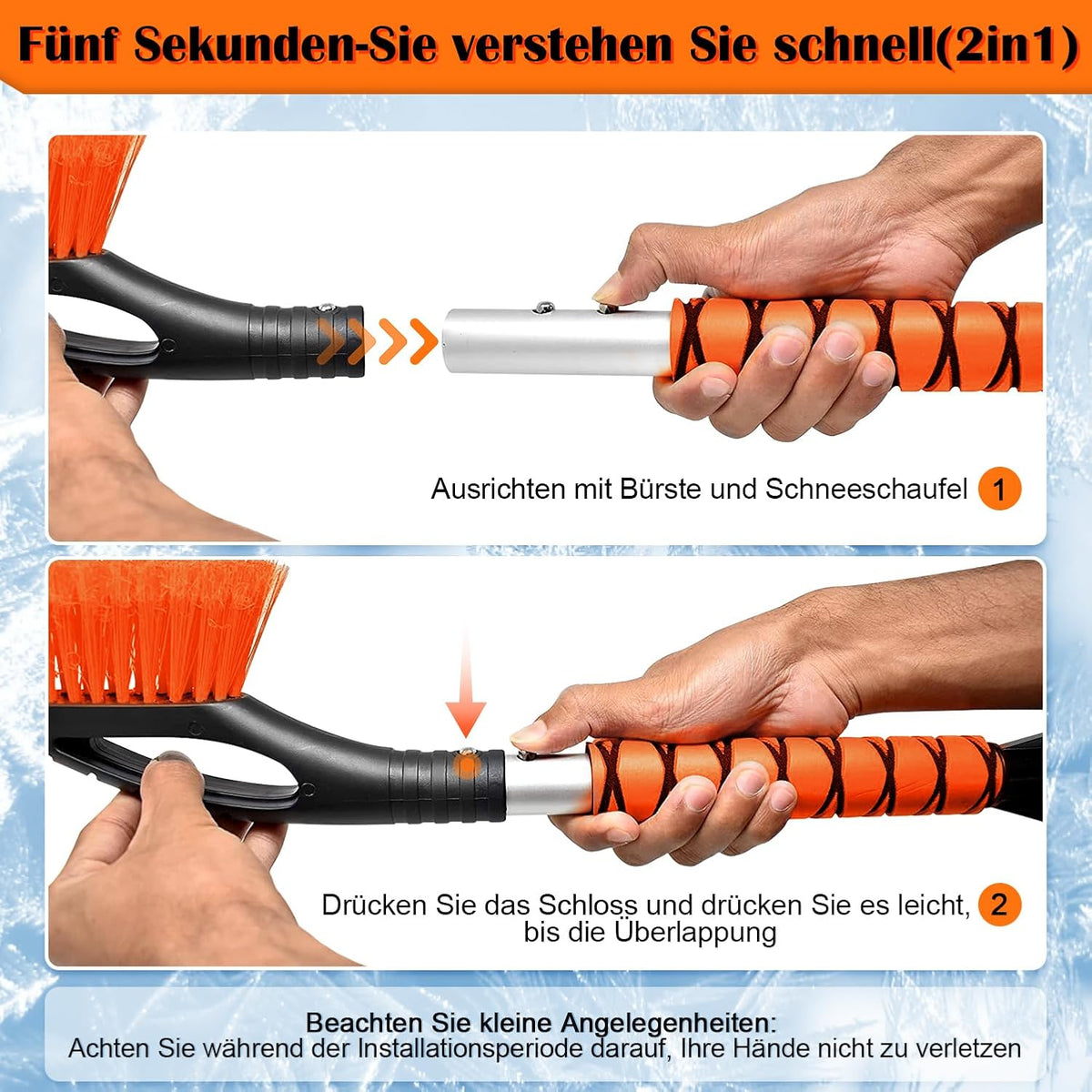 Snow Brush & Ice Scraper, 27 Inch, Ice Scrapers for Car Windshield, Detachable Snow Removal Tool with Ergonomic Foam Grip for Cars, Trucks, Suvs